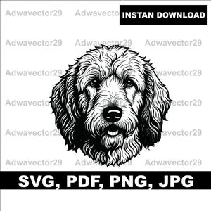 GOLDENDOODLE HEAD SVG, svg png jpg pdf, vector graphic cut file laser clip art, instant digital download commercial use