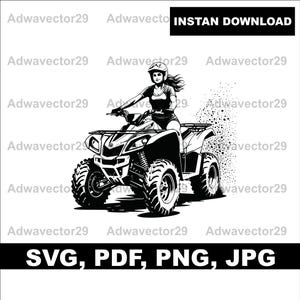 Girl on ATV Quad 4 Four Wheeler svg png jpg pdf, vector graphic design cut print dye sub laser engrave, digital files commercial use