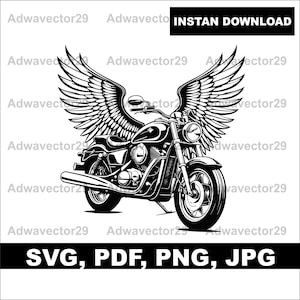 Motorcycle with Wings Svg & PNG Files, transparent vector graphic design cut print dye sub laser engrave files commercial use