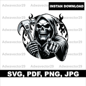 Grim Reaper Skeleton Cut Files | Grim Reaper finger Skull Vector Silhouette,Horror T-Shirt | Halloween Svg | Grim Reaper Decal
