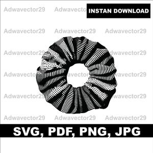 Scrunchie svg png jpg pdf, File di taglio per elastici per capelli a strati, Clip art carina, Grafica vettoriale per fai da te e artigianato, Download digitale istantaneo
