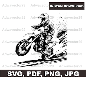 Dirt Bike Rider svg png jpg pdf, Digital Vector Art Files – Ready for Printing, Sublimation & Laser Engraving