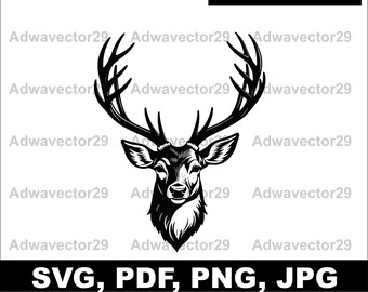 Hirschkopf svg, Hirschkopf svg Datei, Hirschkopf Silhouette svg, Hirschkopf Kranz geschnitten Datei, Hirsch Clipart, Lorbeerblatt Kranz Vektor