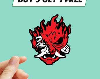 Samurai Cyberpunk Sticker – Futuristic Warrior Vinyl Decal [1233]