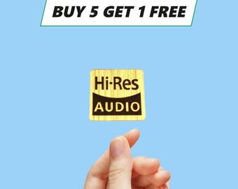 Hi-Res Audio Logo Emblem Badge Gold color brushed 12 x 12 mm [520b]