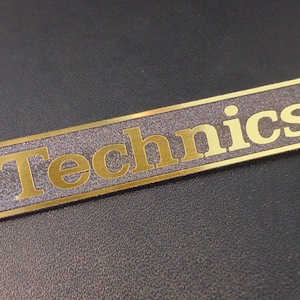 Technics Logo Emblem Badge GOLD color brushed 3M adhesive 68 x 13 mm [402f]