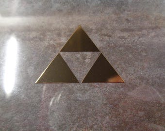 Gold Zelda Triforce Label / Aufkleber / Sticker / Badge / Logo 26 x 35mm[259b]
