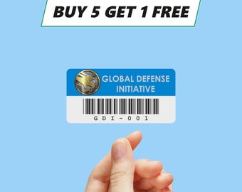 Red Alert GDI asset tag Vinyl Sticker / Label / Aufkleber / Badge / Logo 2 x 1in [892]