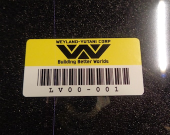 Weyland Yutani asset tag Vinyl Sticker / Label / Aufkleber / Badge / Logo 2 x 1in [813]