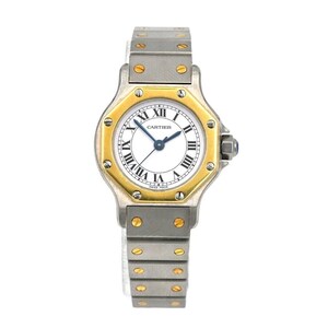 Vintage Automatic Stainless 18K Yellow Gold Ladies Wristwatch - CARTIER SANTOS