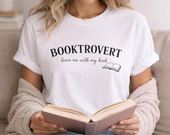 Camiseta Booktrovert, divertida camiseta de lector introvertido, colores cómodos