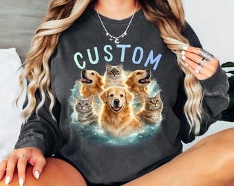 Camisa personalizada con retrato de mascota, estilo pirata vintage, foto personalizada de perro o gato