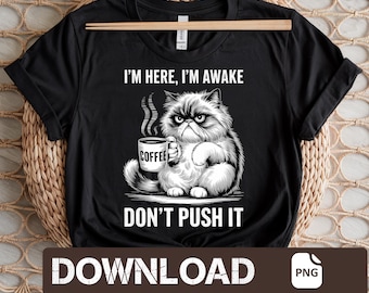 Grumpy Cat Kaffee PNG: Lustige Angry Cat Tasse (Digitaler Download)