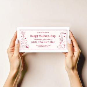 Plantilla editable en CANVA para vales del Día de la Madre, cupones digitales y vales de regalo personalizados, regalos para mamá que puedes imprimir y hacer tú mismo