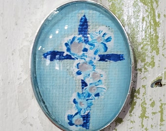 Blue Floral Cross