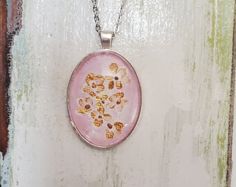 Hand Painted Apple Blossom Pendant