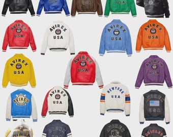 Herr Avirex-modell bomberjacka i äkta läder