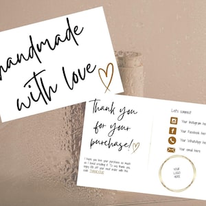 Handgemacht mit Liebe Geschäft Danke-Karte Digitale Vorlage