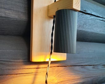 Applique da parete minimalista in legno con spina / Lampada da bagno in legno naturale / Lampada da lettura scandinava in legno