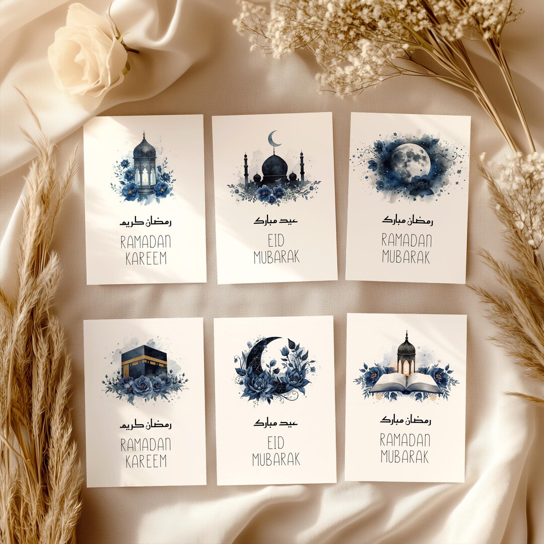 Ramadan & Eid Printable Cards Set of 6 | Islamic Greeting Cards ...