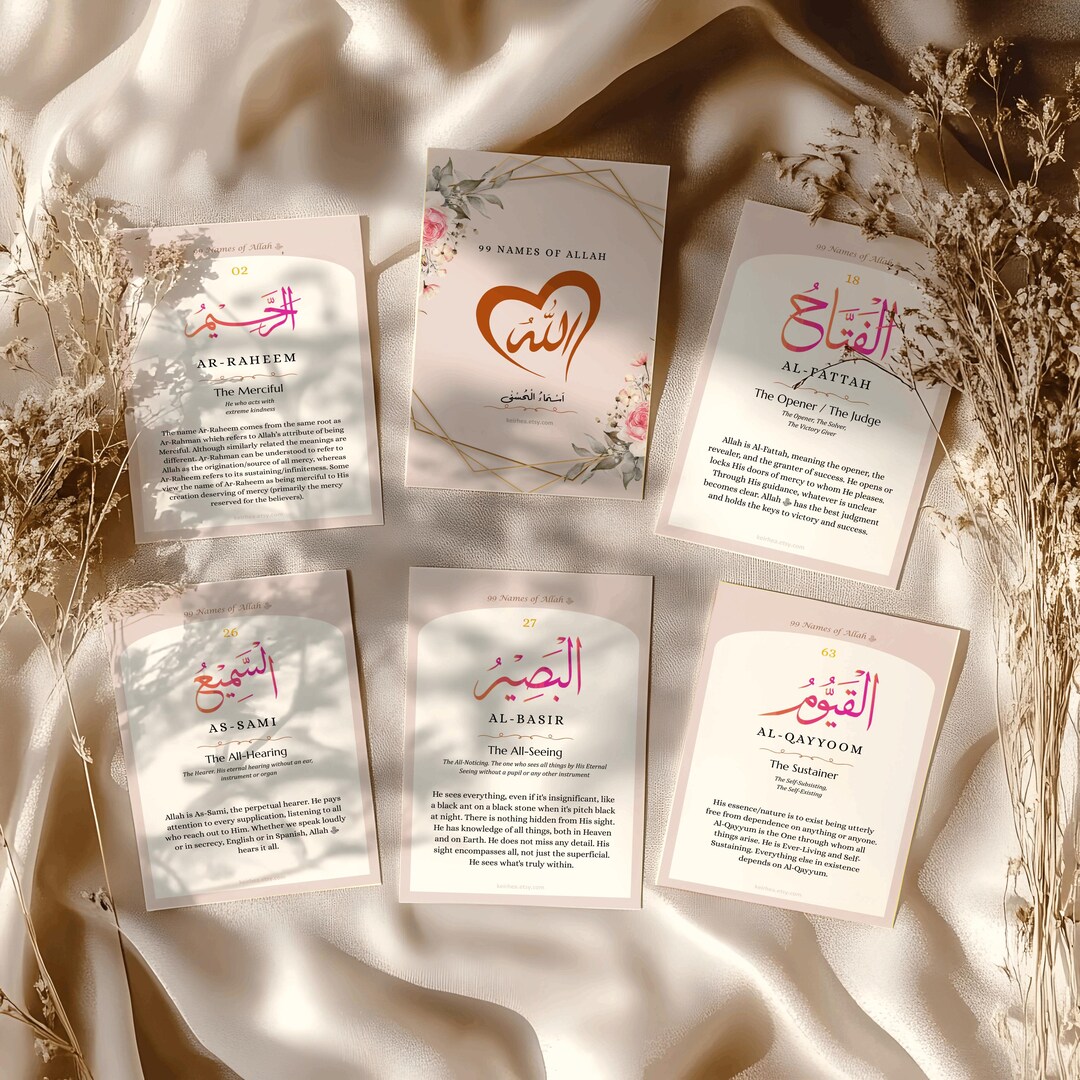 99 Names of Allah Cards: Asmaul Husna Islamic Flashcards (digital ...