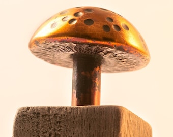Copper Mushroom with Wood Stand