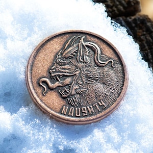 Frech oder Nette Entscheider - Krampus und Santa Kupfer Münze