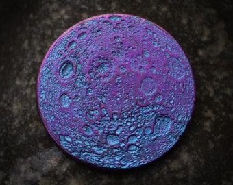 Blue and Purple Moon Coin - 1" Anodized Niobium