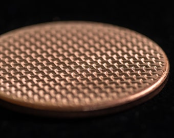 Textured Worry Stone - Raw Copper - Geometric Pattern Copper Coin