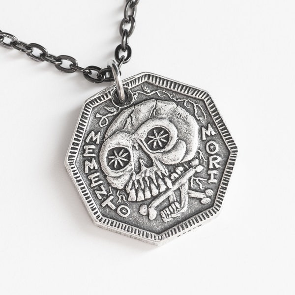 Memento Mori/Vivere 999 Silver Pendant - Stoic Reminder Gift