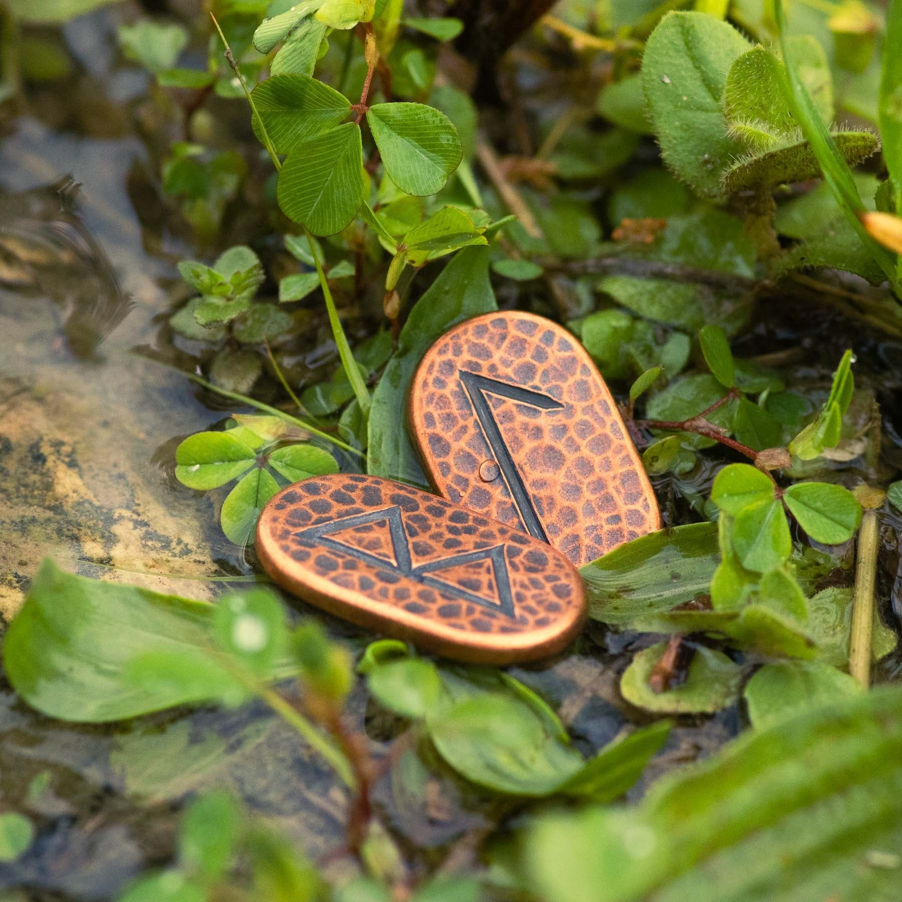 Set of Elder Futhark Divination Runes - Copper With Leather Bag and ...