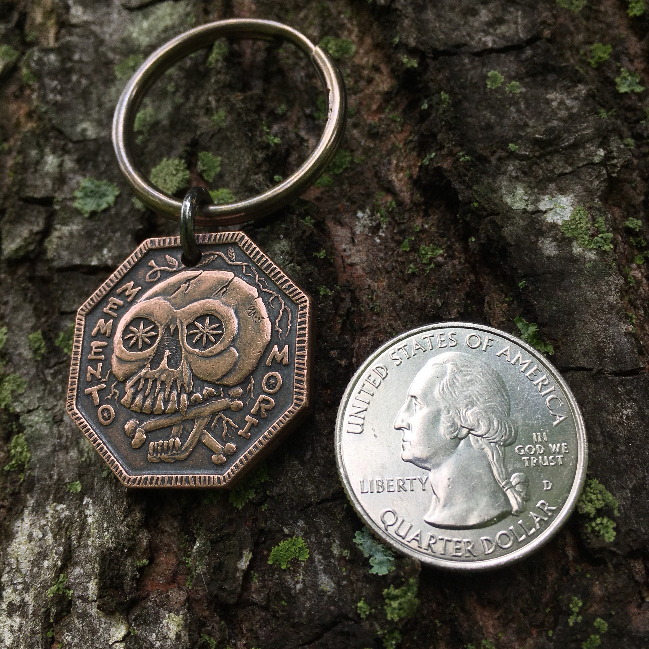 Memento Mori Memento Vivere Copper Keychain Stoic Reminder Etsy 