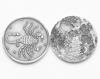 Zodiac Scorpio Moon Silver Coin