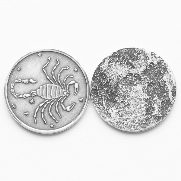 Pièce d'argent signe astrologique Scorpion Lune