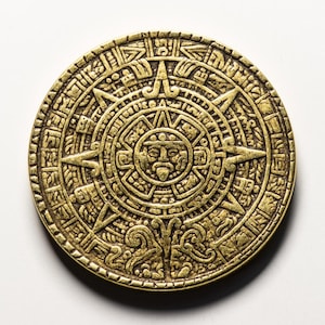 Die Sonne und Mond Sorgenmünze - Azteken Sonnenstein Kalender und Mond