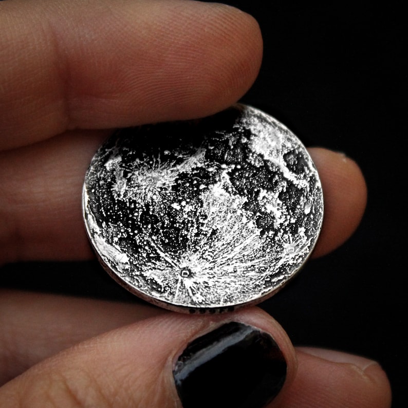 Silver Full Moon Coin 1 Etsy