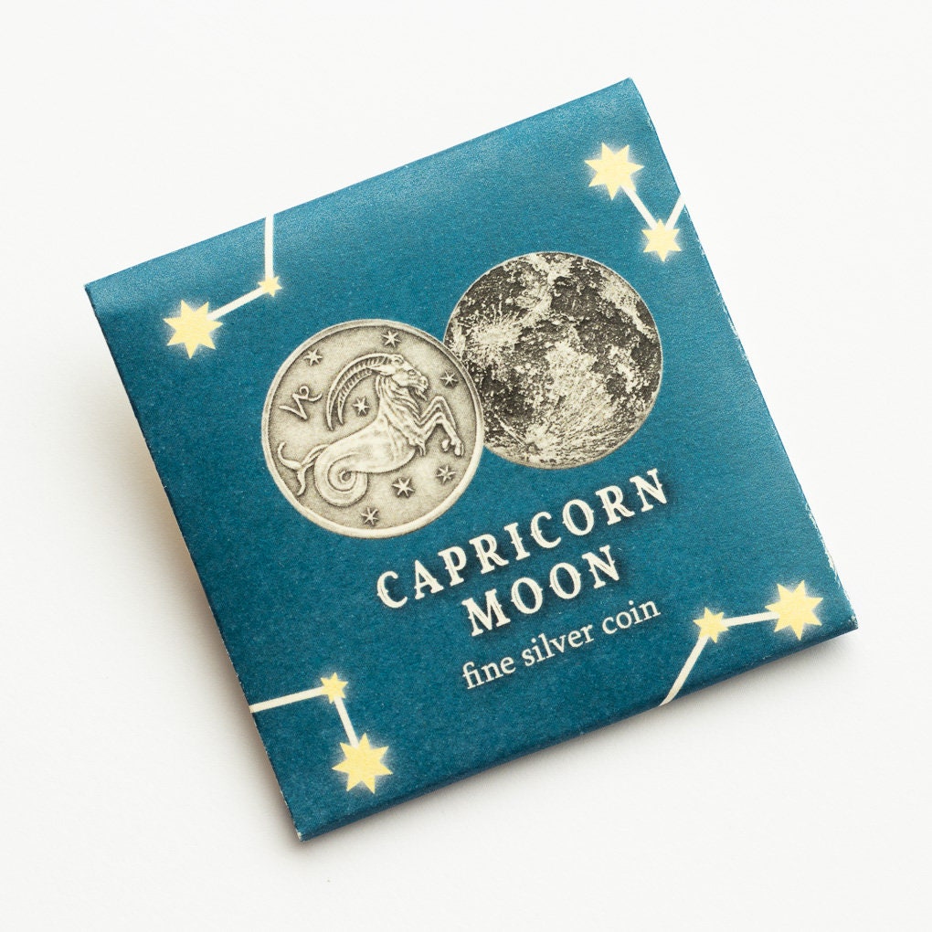 Zodiac Capricorn Moon Silver Coin - Etsy 日本