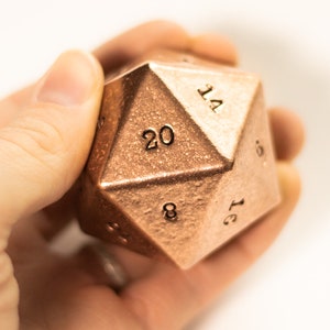 Metal Dice - Copper Hand Numbered D20 - 2&quot; - 1.44 lb