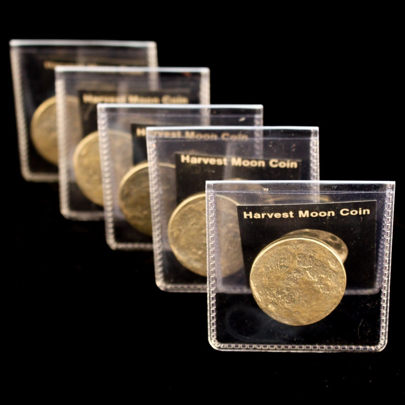 Five 1 Brass Moon Coins Harvest Moon Bundle Bulk Gifts image 2