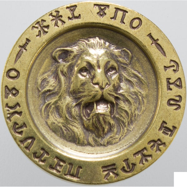 King Conan Golden Lion of Aquilonia, solid brass fantasy coin,