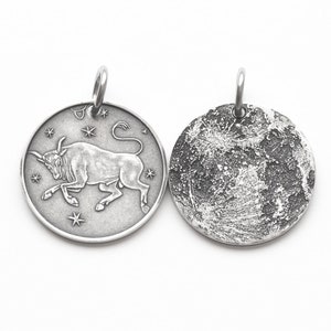 Sternzeichen Stier Mond Silber Halskette