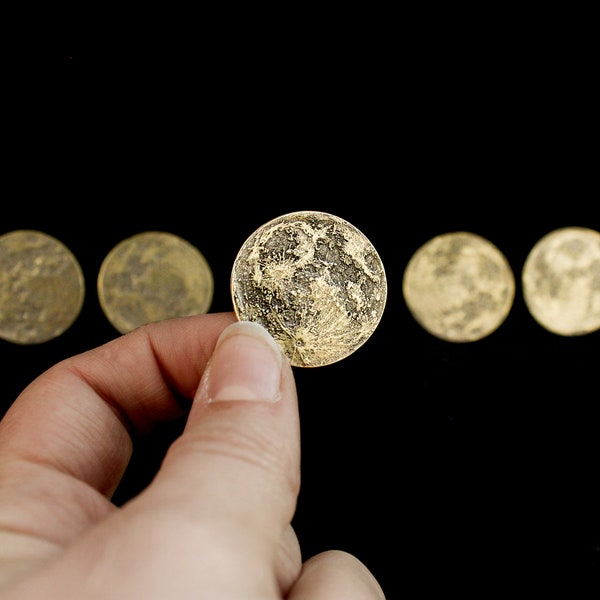 Five 1" Brass Moon Coins - Harvest Moon Bundle - Bulk Gifts