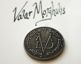 Juego de tronos moneda Valar Morghulis Valar Dohaeris Colgante Collar Retro Colección