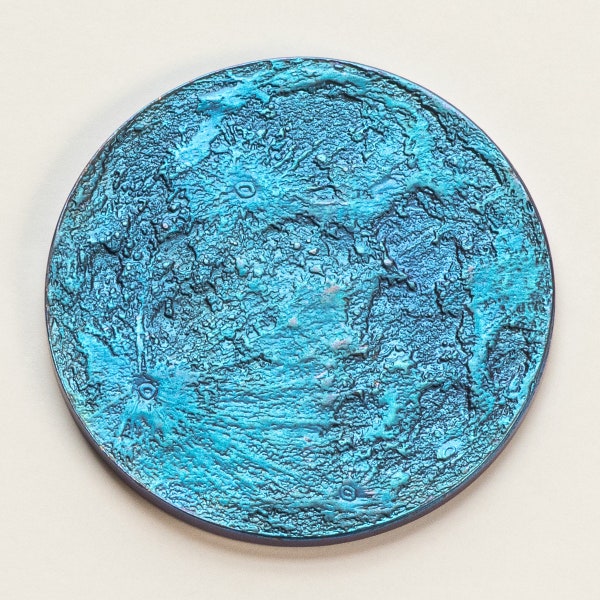 Blue Moon Coin - 1" Anodized Blue Niobium - the perfect realistic celestial lunar gift