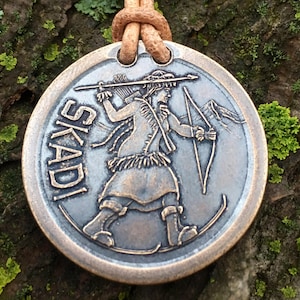 Skadi / Vegvisir Bronze and Leather Necklace