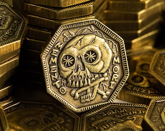 Memento Mori Brass Coin | Memento Vivere Reminder Stoic Gift