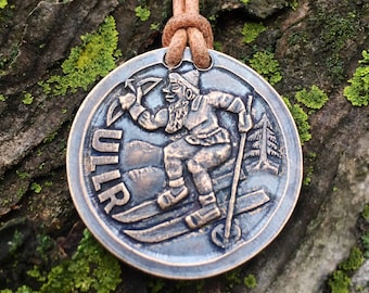 Ullr / Vegvisir Bronze and Leather Necklace