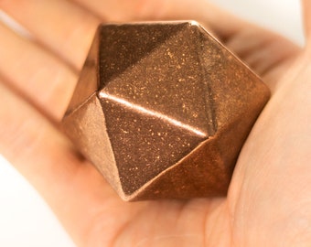 Copper D20 Icosahedron - 2" - 1.44 lb