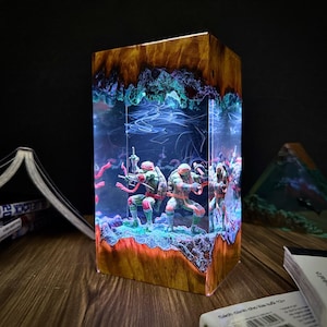 Handmade Turtle Resin Lamp: Retro Ninja LED Light, Anime Gift