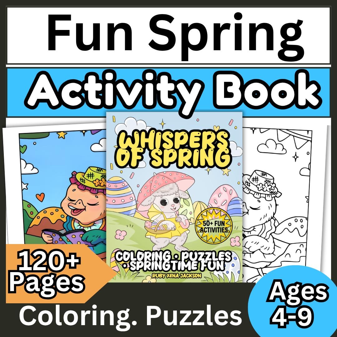Spring Notebook Kids Spring Activity Book for Kids Ages 4-9, Coloring Pages, Puzzles ...